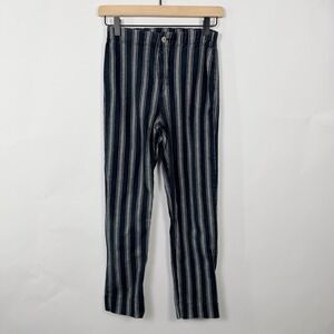 Brandy Melville Striped Pants Blue White Pull On Cropped Ankle Beach Coastal